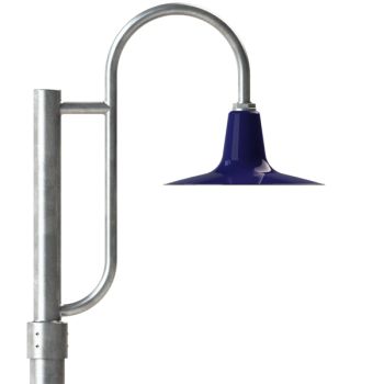 14" Sterling, 750-Cobalt, Single Decorative Post Mount, 975-Galvanized, Smooth Direct Burial Pole, 975-Galvanized