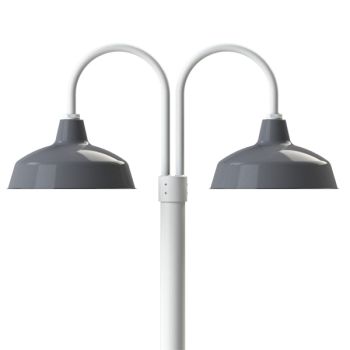 16" Avalon, 810-Graphite, Double Post Mount, 200-White, Smooth Direct Burial Pole, 200-White