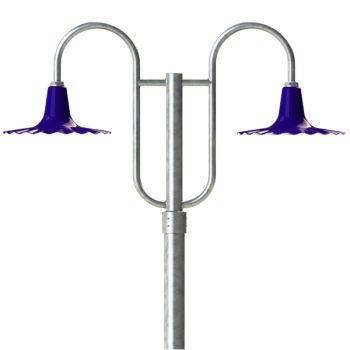 16" Seaside, 710-Cobalt Blue, Double Decorative Post Mount, 975-Galvanized, Smooth Direct Burial Pole, 975-Galvanized