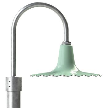 16" Seaside Radial Wave, 355-Porcelain Jadite, Single Post Mount, 975-Galvanized, Smooth Direct Burial Pole, 975-Galvanized