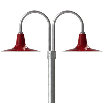 16" Sterling, 400-Barn Red, Double Post Mount, 975-Galvanized, Smooth Direct Burial Pole, 975-Galvanized