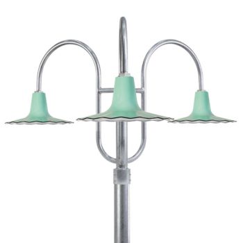16" Seaside, 355-Jadite, 3-Light Post Mount, 975-Galvanized, Smooth Direct Burial Pole, 975-Galvanized