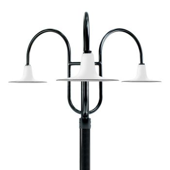 16" Sterling, 250-White, 3-Light Post Mount, 100-Black, Smooth Direct Burial Pole, 100-Black