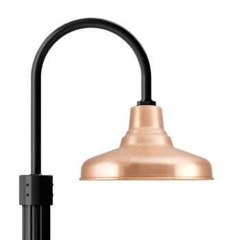 14" Union, 995-Natural Raw Copper, Single Post Mount, 100-Black, Fluted Direct Burial Pole, 100-Black