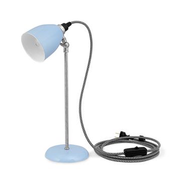 Lovell Task Lamp, 715-Delphite Blue, Stem in 975-Galvanized, CSBW-Black & White Cloth Cord, Black Plug & Switch