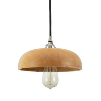 Ventura Wooden Shade Pendant, Maple Wood, Nickel Socket, CSB-Black Cloth Cord, Edison Style 1890 Era Bulb