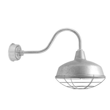 16" Avalon LED, 975-Galvanized, Wire Cage, G22 Gooseneck Arm