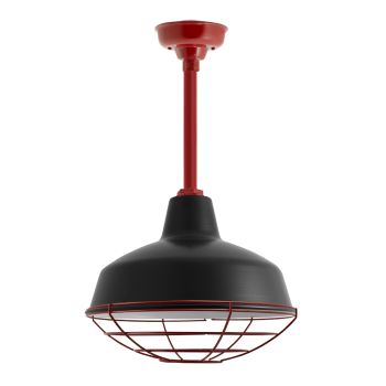 14" Avalon LED, 100-Black, Wire Cage, 400-Barn Red, Mounting in 400-Barn Red