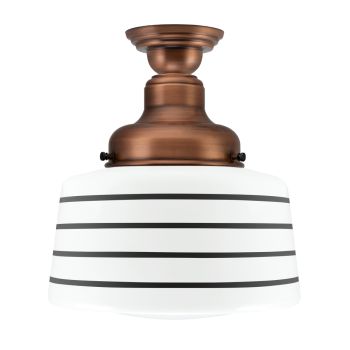 Drum Semi-Flush, 996-Natural Weathered Copper, Four Painted Band, 100-Black