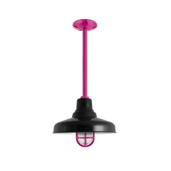 14" Union Nautical LED, 100-Black, TGG-Heavy Duty Cast Guard, 490-Magenta, RIB-Ribbed Glass, Mounting in 490-Magenta