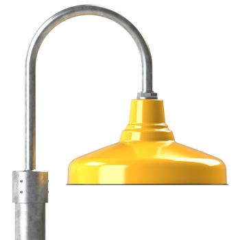 16" Union LED, 500-Buttery Yellow, Single Post Mount, 975-Galvanized, Smooth Direct Burial Pole, 975-Galvanized