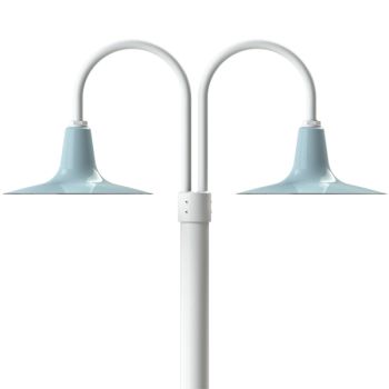 16" Sterling LED, 715-Delphite, Double Post Mount, 200-White, Smooth Direct Burial Pole, 200-White