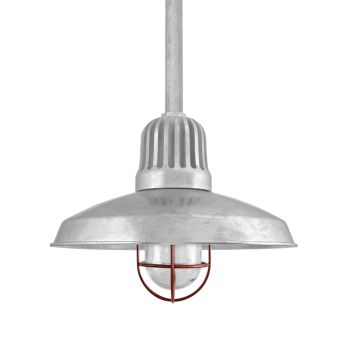 16" Goalie, 975-Galvanized, Heat Sink in 975-Galvanized, Mounting in 975-Galvanized, WGG-Wire Guard in 400-Barn Red, CLR-Clear Glass