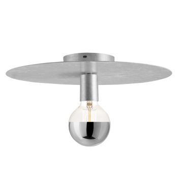 16" Ellington Flush Mount, 975-Galvanized, Shown with G25 Half Chrome Bulb