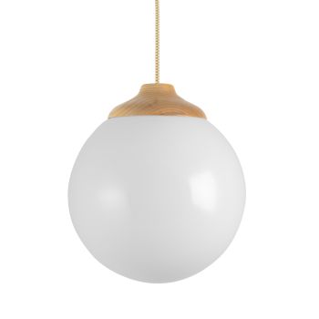 12" Glass Globe LED, Ash Wood, CSGW-Gold & White Cloth Cord