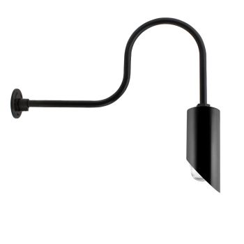Large Milan Cylinder Gooseneck Light, 100-Black, Ribbed Glass, G6 Gooseneck Arm
