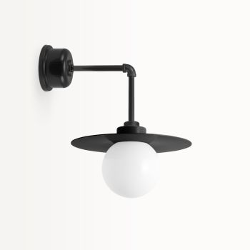 16" Cassidy LED Globe Gooseneck Light, 100-Black, Decorative Backing Plate & Hex Cover