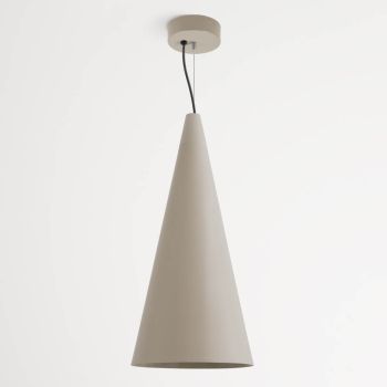 12" Isos Cone Studio Pendant Light, 607-Taupe, Standard Black Cord