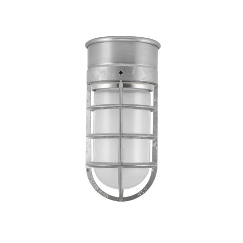Flush Mount Guard Sconce, 975-Galvanized, CGG-Standard Cast Guard, FST-Frosted Glass