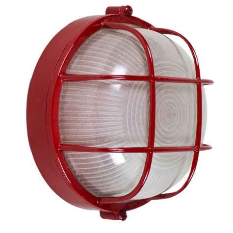 Anchorage Bulkhead Wall Mount Light Fixture Large Size, 400-Barn Red Finish