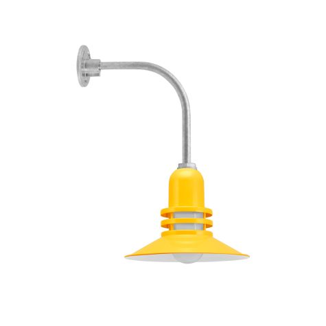 12" Cherokee LED, 500-Buttery Yellow, FST-Frosted Glass, G13 Gooseneck Arm, 975-Galvanized