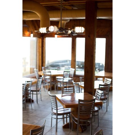 Sputnik 4-Light Chandelier, 975-Galvanized, CGG-Standard Cast Guard | Photo Courtesy of Shiloh's Steak & Seafood Located In Titusville, FL