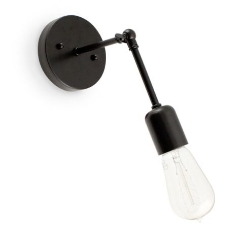 Downtown Minimalist Adjustable Sconce, 100-Black, Nostalgic Edison-Style 1890 Era Bulb, Adjusted