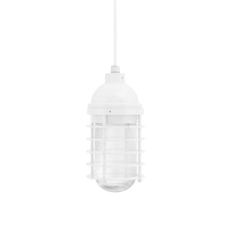Static Ring LED Pendant, 200-White, RIB-Ribbed Glass, CSW-White Cloth Cord