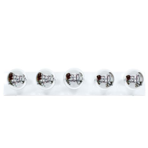 Vanity Strip Light, 5-Light, 200-White, Half-Chrome Bulbs