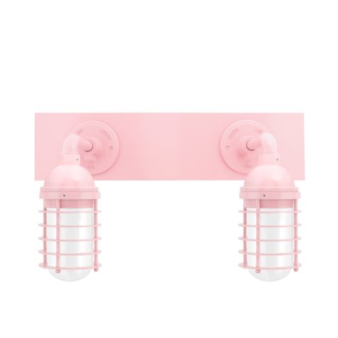 Static Ring Double Vanity Light, Straight Arm Mounting, 480-Blush Pink, FST-Frosted Glass