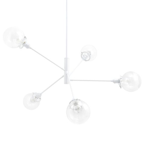 Bubble 5-Light Chandelier, 200-White, Clear Globes