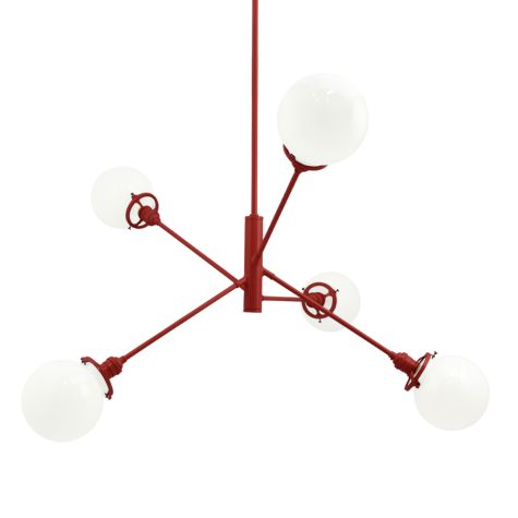 Bubble 5-Light Chandelier, 400-Barn Red, White Globes