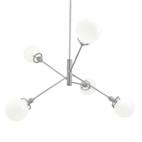 Bubble 5-Light Chandelier, 975-Galvanized, White Globes