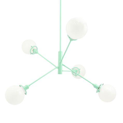Bubble 5-Light Chandelier, 370-Mint, White Globes