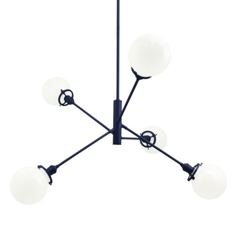 Bubble 5-Light Chandelier, 705-Navy, White Globes