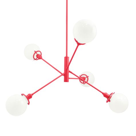 Bubble 5-Light Chandelier, 470-Watermelon, White Globes