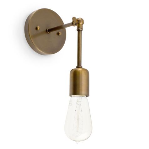 Downtown Minimalist Adjustable Sconce, 998-Natural Weathered Brass, Nostalgic Edison-Style 1890 Era 40W Bulb