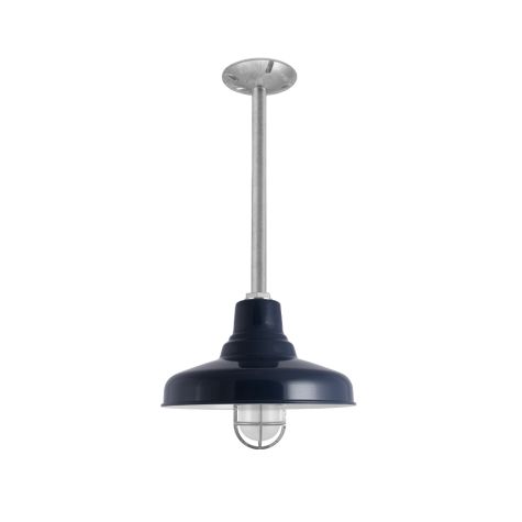 14" Union, 705-Navy, CGG-Standard Cast Guard, 975-Galvanized, FST-Frosted Glass, Mounting in 975-Galvanized