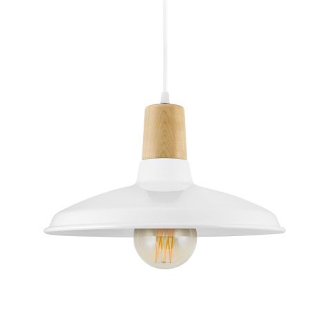 12" Shade in 200-White, Maple Wood, SWH-Standard White Cord, Shown with Elva Tala Lamp