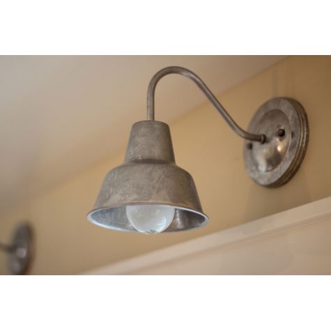 Barn Light Mini Artesia Sconce, 975-Galvanized, G33 Mini Gooseneck Arm | Photo Courtesy of Homeowner