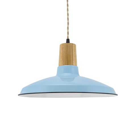 14" Shade in 765-Porcelain Delphite Blue, Ash Wood, TPT-Putty Twist Cord