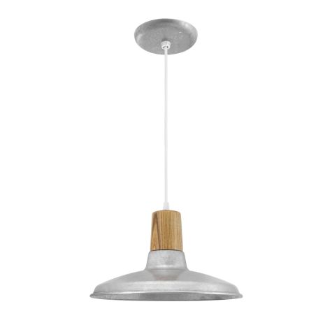 12" Shade in 975-Galvanized, Ash Wood, SWH-Standard White Cord, Canopy in 975-Galvanized