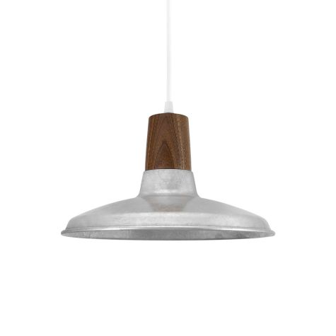 12" Shade in 975-Galvanized, Walnut Wood, SWH-Standard White Cord