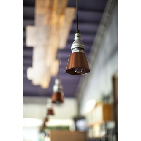 Lafayette SoHo Pendant, 996-Weathered Copper, SBK-Standard Black Cord | Photo Courtesy of Playalinda Brewing Company - Brix Project