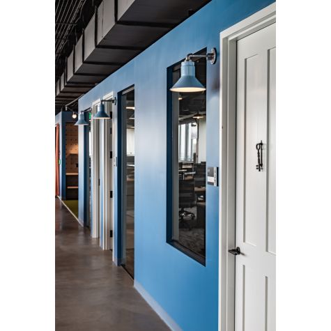 Canal Gooseneck Light, 715-Delphite Blue, G3 Gooseneck Arm in 975-Galvanized | Photo Courtesy of Jake Holschuh, Visual Interest, Open Studio Architecture and ME Engineers