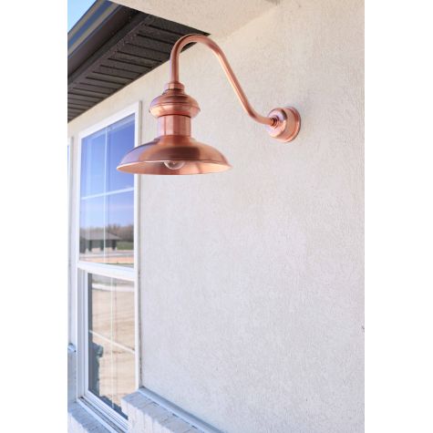 Decorative Backing Plate Cover (Displayed Here: 12” Chestnut, 995-Raw Copper, G15 Gooseneck Arm, Decorative Backing Plate Cover | Photo Courtesy of Natalie Jensen @nataliedarlingblog)