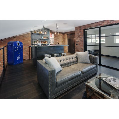 Edward Machine Age Chandelier, Wire Cages, 1910 Era 60W Edison Bulb | Photo Courtesy of Rock Creek Builders