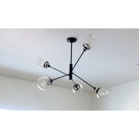 Bubble 5-Light Chandelier, 100-Black, Clear Glass, 12in Stem | Photo Courtesy of Jocelyn Martinez and E&A Construction
