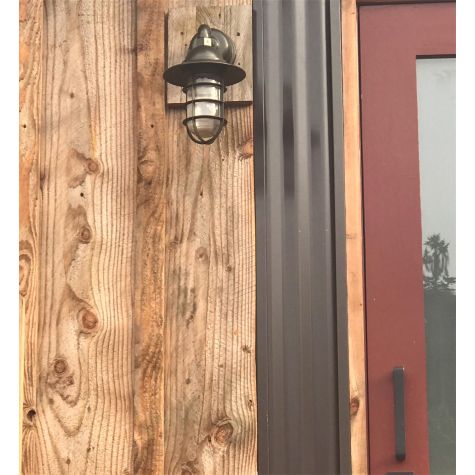 Industrial Guard LED Sconce, 600-Bronze, CGG-Standard Cast Guard in 615-Oil Rubbed Bronze, Ribbed Glass, Dusk-to-Dawn Photocell, 16W LED - 1600 Lumen, 2700K Color Temperature  | Photo Courtesy of Jay Nicolas @nicolasjay