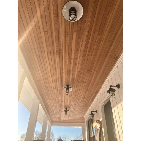 12” Marathon, 150-Black, Flush Mount, Standard Canopy, Cast Guard & Frosted Glass, Cast Guard in 150-Black | Photo Courtesy of Homeowner